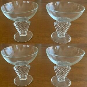Cristal d'Arques Gaufrette Wedge‎ Stem Large Champagne Sherbet(s) Glasses